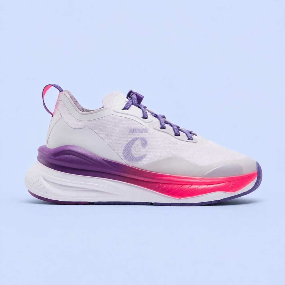 Clove Unisex Alto Light Grey Purple Fuchsia Nursing Sneakers Size W 8.5 M 7